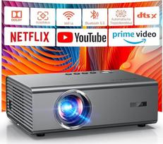 4K išmanusis projektorius, suderinamas su „Netflix“ programa, kino teatro kokybės garsas ir HDR, „KOGATA“ automatinis fokusavimas, 6D trapezinės deformacijos korekcija, „Wi-Fi 6“ ir „Bluetooth“, namų kino projektorius, skirtas naudoti sode ir transliacijo