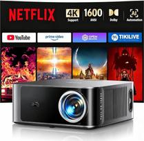4K projektorius, suderinamas su „Netflix“ ir 36 W „Dolby Audio“, „Toptro“ 1500 ANSI išmanusis projektorius, namų kinas, tamsiai pilkos spalvos