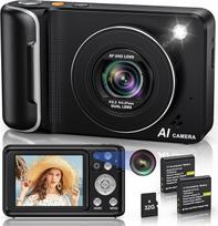 4K skaitmeninė kamera, 64 MP Ultra HD kišeninė kamera su AI kūrimo funkcija, vaizdo stabilizavimu, daugiakalbiu nuotraukų vertimu, 2,8 colio jutikliniu ekranu, „Wi-Fi“ ir 16 kartų priartinimu, skirta kelionių pradedantiesiems
