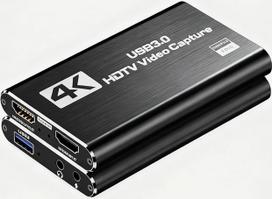 4K vaizdo įrašymo plokštė su USB 3.0 ir HDMI jungtimis, skirta žaidimų įrašymui, juoda | USB 3.0 HDMI žaidimų įrašymo įrenginys, juodas