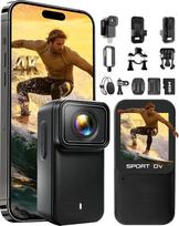 4K veiksmo kamera su 64GB SD kortele, „BodyCam Mini“ POV kamera | Magnetinis laikiklis, leidžiantis naudoti rankas laisvai, su 360° pasisukančiu spaustuku, 30 m vandeniui atsparus korpusas, skirtas motociklo kamerai, šalmo kamerai, vlogui