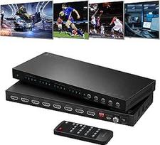 4x4 HDMI matrica 4K 60Hz, PORTTA 4 įvesties ir 4 išvesties komutatorius su ARC, "Toslink" 3,5 mm garso išvestimi, 16 EDID režimų, 4K mastelio mažinimo funkcija ir IR nuotolinio valdymo pultu Palaiko HDMI 2.0b, HDCP 2.3/2.2, HDR, 18Gbps