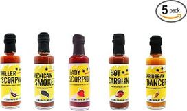 5 aštrių padažų rinkinys "Čili mafija" / nuo švelnaus iki kriminalinio aštrumo / 500 ml "Sharp Love of Chili Sauces Manufactory