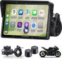 5 colių „CarPlay“ jutiklinis motociklo ekranas, atsparus vandeniui pagal IP67 standartą, TPMS | Belaidis „CarPlay“ ir „Android Auto“, padangų slėgio stebėjimo sistema, dvigubas „Bluetooth“, GPS, maitinimas per USB arba iš automobilio akumuliatoriaus