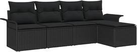 5 dalių sodo sofos komplektas su kilimais Schwarzes Poly Rattan, 2 dalių sodo sofa su stalčiumi ir kilimais Schwarzes Poly Rattan Gartenlounge Modelis3353992