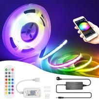 5 m "WiFi" COB RGB LED juostos pasakų žibintai 576 LED/M 2880 LED 24 V reguliuojamo ryškumo plastiška LED šviesa su nuotolinio valdymo juosta Šviesos juosta veikia su "Google Home Assistant" / "Alexa