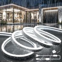 5 m neoninė LED juosta, skirta lauko sąlygoms, 230 V, silikoninė, atspari vandeniui, IP65