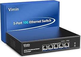5 prievadų 10G nevaldomas tinklo komutatorius, VIMIN 10Gbe Ethernet komutatorius palaiko 100M/1000M/2.5G/5G/10G greičio automatinį derinimą, skirtas 10G NAS tinklui, "Plug & Play", 100Gb/s komutavimo pajėgumas