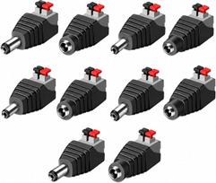 5 porų nuolatinės srovės jungčių presinio tipo adapterių rinkinys, 12 V/24 V nuolatinės srovės maitinimo jungčių kištukai, 5,5 × 2,1 mm vyriškų ir moteriškų maitinimo kištukų bei lizdų rinkinys, skirtas vaizdo stebėjimo kameroms ir LED juostoms