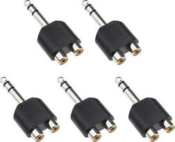 5 vnt. 6,35 mm 1/4" vyriškas stereo į dvigubą moterišką RCA jungtį keitiklis, garso adapteris, skirstytuvas, Y formos jungtis