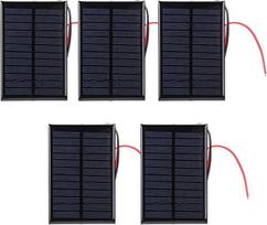 5 vnt. mini saulės baterijų maitinimo modulis, 6 V, 0,6 W, raudonos ir juodos spalvos laidai