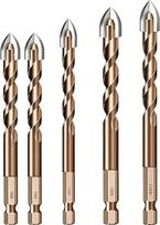 5 vnt. šešiakampių grąžtų rinkinys, profesionalūs spiralės grąžtai 1/4, 6–12 mm | šešiakampis kotas, universalūs grąžtai metalui, medžiui, plytelėms, priedai smūginiams ir sraigtiniams suktuvams