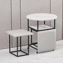 5-in-1 Nesting Ottoman kavos staliukas su pasukamaisiais ratukais - sukraunamos kubo sėdynės ir kilnojamas dirbtinės odos stalelis - universalus gyvenamajam kambariui ir namų biurui - juodas