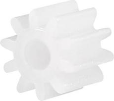 50 baltų plastmasinių krumplių, 10 dantų, modulis 0,5, 6 mm išorinis skersmuo, skirti savadarbiams RC automobiliams ir robotams