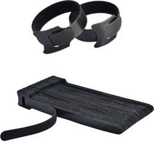 50 vnt. juodų daugkartinio naudojimo kabelių raištelių su „Velcro“ reguliuojamais dirželiais rinkinys
