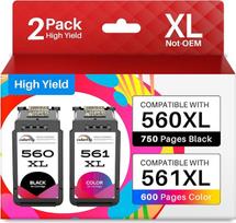 560 561 XL suderinami rašalo kasetės, skirtos „Canon“ PG-560XL ir CL-561XL kasetėms pakeisti