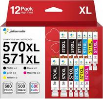 570 571 XL spausdintuvo kasetės, suderinamos su „Canon Pixma TS5050 MG5750“, 12 vnt. pakuotė