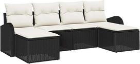 6 dalių sodo sofos komplektas su kilimais Schwarz Poly Rattan Gartenlounge Modelis3346147