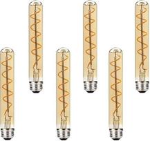6 pakuotės T30 185 mm ilgų vamzdžių LED lempos Edisono retro derliaus dekoratyvinių vamzdžių lemputės 4 W (40 W halogeninė lempa pakeičia) E27 kaitinamoji lemputė LED lemputės šiltai balta 2700 K AC220-240 V