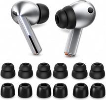 6 poros „Galaxy Buds 3 Pro“ ausinių antgalių iš silikono ir atminties putų, skirti „Samsung Buds 3 Pro“ ir „Galaxy Buds 4 Pro“ ausinėms, juodos spalvos, dydžių S/M/L, su apsauginiu tinkleliu nuo dulkių (3 poros silikoninių ir 3 poros iš atminties putų)