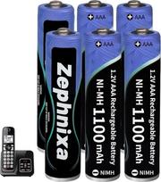 6 vnt. 1100 mAh AAA įkraunamų baterijų rinkinys, 1,2 V NiMH baterijos, skirtos „Gigaset“ ir „Panasonic“ bevieliams telefonams, didelės talpos, mažas savaiminis išsikrovimas, 2000 įkrovimo ciklų | Įkraunamos, iš anksto įkrautos, mažas savaiminis išsikrovim