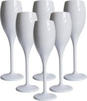 6 vnt. nesudaužomų polikarbonatinių šampano taurių (180 ml), baltos spalvos, rinkinys