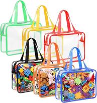 6 vnt. skaidrių PVC žaislų laikymo maišelių rinkinys, skirtas žaislams, dėlionėms, konstruktorių kaladėlėms ir knygoms (30 x 10 x 22 cm)