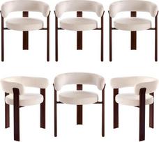 6 vnt. valgomojo kėdžių rinkinys, „Mid Century Modern“ stiliaus: paminkštintos virtuvės kėdės su ergonomine atlošine ir tvirtomis metalinėmis kojomis, patogios poilsio kėdės, skirtos valgomajam, svetainei, kavinei (smėlio spalvos, 6 vnt.)