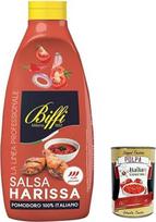 6 vnt. „Biffi Linea Professional“, „Salsa Harissa“, 100 % itališkų pomidorų tyrė, 800 g + „Italian Gourmet Polpa“ 400 g | Pagaminta iš 100 % itališkų pomidorų, aštrus pagardas didelėje pakuotėje, skirtoje užkandžiams, bendras grynasis svoris 4,8 kg + nemo