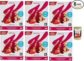6 x Special K Red Fruits Cereals Raudonieji vaisiai Ryžių dribsniai Viso grūdo kviečių ir miežių dribsniai su vitaminais ir mineralais su raudonaisiais vaisiais 290 g grūdų dribsnių + itališka gurmaniška Polpa 400 g