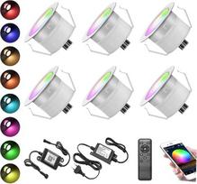 6 x WiFi RGBWW LED įleidžiami grindų šviestuvai, terasos apšvietimas, grindų prožektorius, veikia su "Alexa", DC12 V skersmuo 31 mm LED įleidžiamas prožektorius, 0,6 W LED grindų WiFi belaidis išmanusis įleidžiamas grindų prožektorius