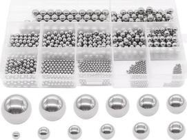 600 vnt. 12 dydžių plieninių rutuliukų rūšiavimo rinkinys, suderinamas su guoliais, ratukais, stalčių bėgeliais ir pan. (1–8 mm)