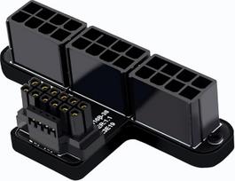600W 12VHPWR 16 kontaktų į 3X 8 kontaktų PCIe 5.0 adapteris, 90 laipsnių aliuminio adapteris vaizdo plokštėms - maitinimo šaltinis PCIe Gen5 GPU (B-tipas/juodas)
