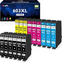 603XL spausdintuvo kasetės, suderinamos su "Epson" 603 rašalo kasetėmis, skirtomis "Epson Expression Home XP-2100 XP-2105 XP-3100 XP-3105 XP-4100 WF-2810 WF-2830 WF-2835 (6 juodos, 3 žydros, 3 purpurinės, 3 raudonos ir 3 raudonos spalvos)