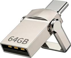 64GB USB atminties kortelė 3.2 „Dual Flash Drive“ – „Type-C“ ir USB 3.0, pasukamas dizainas, greitaeigis nešiojamas USB raktas, suderinamas su kompiuteriu, planšetiniu kompiuteriu, išmaniuoju telefonu, skirtas nuotraukoms ir vaizdo įrašams