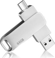 64GB USB-C atmintinė su dviem atminties lizdais
