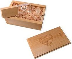 64GB USB atmintinė 3.0 Premium Wood Glass Memory Stick Raudonasis LED su medine dėžute Vestuvių dovana Įmonės saugojimo įrenginys Fotografai Videografai Širdies dizainas