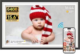64GB FRAMEO 15,6 colių skaitmeninis nuotraukų rėmelis - 1920 * 1080P FHD IPS jutiklinio ekrano skaitmeninis nuotraukų rėmelis, automatiškai besisukantis elektroninis nuotraukų rėmelis, galimybė akimirksniu dalytis nuotraukomis ir vaizdo įrašais