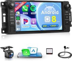 6G+128G 8 branduolių belaidis "Carplay" "Android" automobilinis radijas "Jeep Wrangler Compass Grand Cherokee/Chrysler 300C/Dodge Ram/Chevrolet 7 colių automobilinis radijas su "Android" automobiline navigacija GPS WiFi Bluetooth FM/RDS/DSP