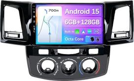 6G+128G – „Android 12“ IPS automobilių radijas, tinkamas „Toyota Fortuner“, „Hilux“, „Revo“ ir „Vigo“ modeliams (2004–2014 m.) – „CarPlay“ / „Android Auto“ / DSP palaikymas belaidžiu būdu – LED kamera ir mikrofonas – 9 colių, 2 DIN – DAB, SWC, greitas įkė