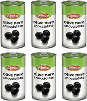 6x D'Amico Olive Nere Snocciolate Juodosios alyvuogės be kauliukų 350g skardinė Be glitimo