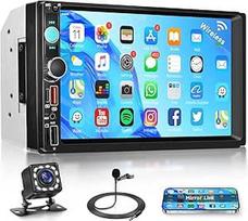 7 colių automobilinis radijas su "Airplay Android Cast", FM radijas 1 DIN su "Bluetooth", kairysis veidrodis, EQ, USB/TF/AUX, IPS jutiklinio ekrano automobilinis radijas su atbulinės eigos kamera / vairo valdymu