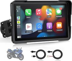 7 colių motociklo ekranas su „CarPlay“ ir „Android Auto“, IP67 atsparumas vandeniui | 1000 nitų ryškumo motociklo navigacijos jutiklinis ekranas, dvigubas maitinimas (iš akumuliatoriaus / USB), navigacijos ir muzikos valdymas balsu
