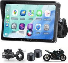 7 colių vandeniui atsparus motociklo „CarPlay“ jutiklinis ekranas su TPMS | Padangų slėgio stebėjimo sistema, belaidis „CarPlay“ ir „Android Auto“ motociklams, dvigubas „Bluetooth“, GPS navigacija
