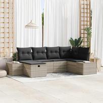 7 dalių modulinis sodo sofų komplektas su pagalvėlėmis iš poliratanio, skirtas terasai ir sodui