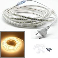 7 m šiltai balta LED juosta, 2835 SMD šviesos diodų juosta, 144 LED/m, labai ryškus apšvietimas - 900 lm/m, IP65 šviesos vamzdis, 230 V juosta