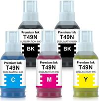 700 ml suderinami T49N, T49N1, T49N2, T49N3, T49N4 sublimaciniai rašalai, skirti SC23BK, SC23C, SC23M, SC23Y; papildomieji rašalai, skirti EPN SC-F100, SC-F500, SC-F501 (2 juodi, 1 žydras, 1 raudonas, 1 geltonas)