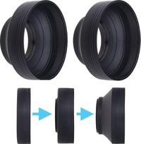 72 mm fotoaparato objektyvo saulės skydeliai – guminiai – 2 vnt. rinkinys – sulankstomi 3 lygiais – apsauga nuo saulės / skydelis – mažina objektyvo atspindžius ir akinimo efektą – apsaugo nuo perteklinės saulės šviesos
