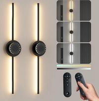 74 cm LED sieninis šviestuvas, 10000 mAh belaidis sieninis šviestuvas be maitinimo jungties, 3 spalvų temperatūros, reguliuojamas, juodas sieninis apšvietimas su nuotolinio valdymo pulteliu ir laikmačiu, skirtas miegamajam, 2 vnt.
