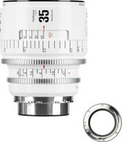 7artisans 35 mm T2.1 Infinte serijos profesionalus rankinis viso kadro kino objektyvas, suderinamas su PL bajonetu, skirtas fotografijai ir filmų gamybai - baltas